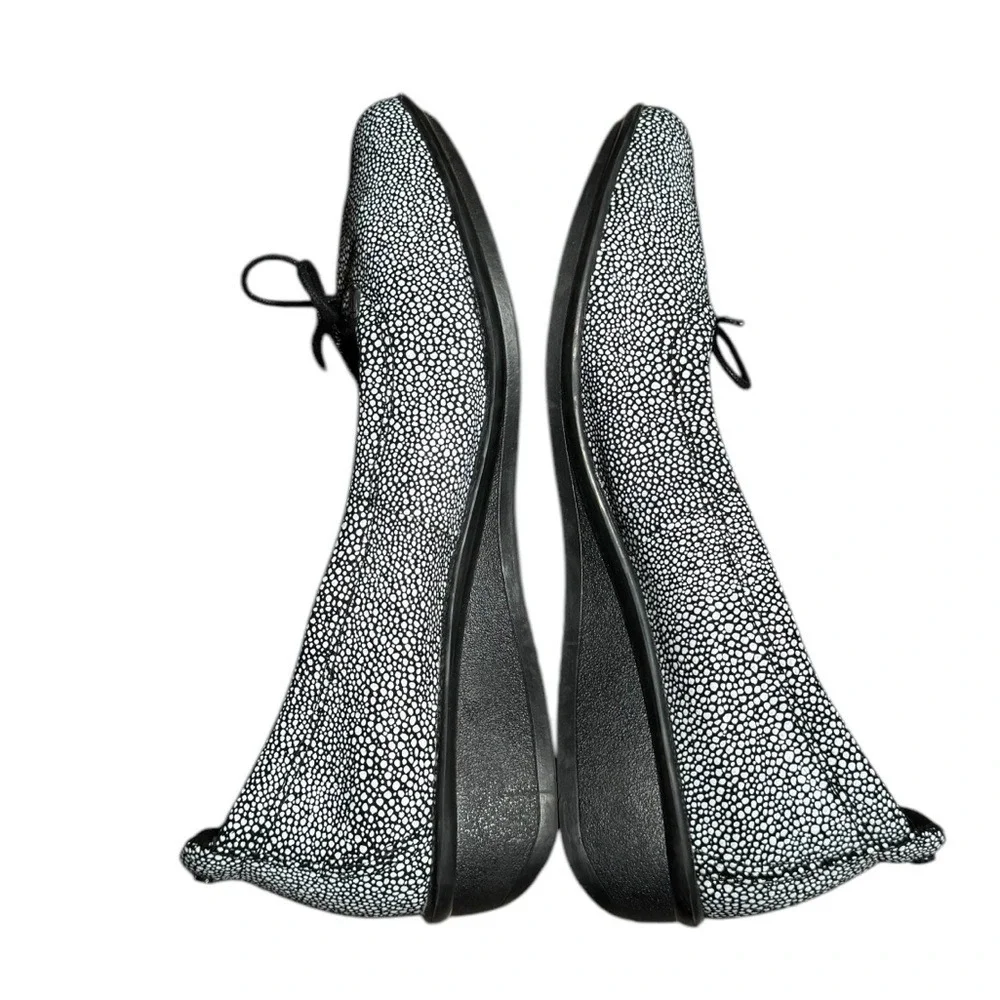 Revere Marrakesh Leather Wedge Shoes Slip On Womens Size 8W Leather Black‎ Dots